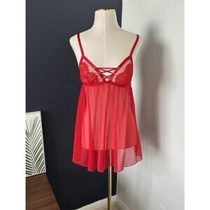 Victoria's Secret Sheer Mesh Lace Lingerie Babydoll Nightie Sexy